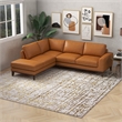Mundo Mid-Century Tight Back Leather Left-Facing Upholstered Sectional in Tan