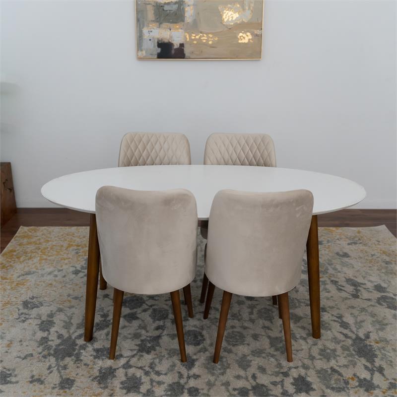 Reagan Modern Solid Wood Dining Table and 4 Chair Set