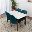 Donald 5-Piece Mid-Century Dining Set w/ 4 Velvet Dining Chairs in Turquoise