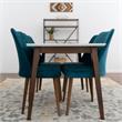 Donald 5-Piece Mid-Century Dining Set w/ 4 Velvet Dining Chairs in Turquoise