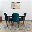 Donald 5-Piece Mid-Century Dining Set w/ 4 Velvet Dining Chairs in Turquoise