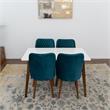 Donald 5-Piece Mid-Century Dining Set w/ 4 Velvet Dining Chairs in Turquoise