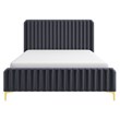 Angelou Mid Century Modern Gray Velvet Upholstered Queen Platform Bed