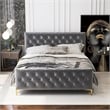 Bella Mid Century Modern Dark Gray Velvet Upholstered Queen Platform Bed