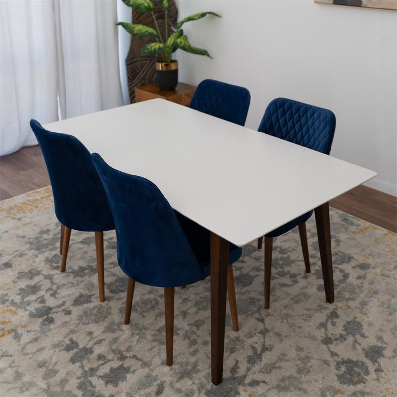 Darren Mid Century Modern Solid Wood Walnut 5 Piece Dining Room Furniture Set
