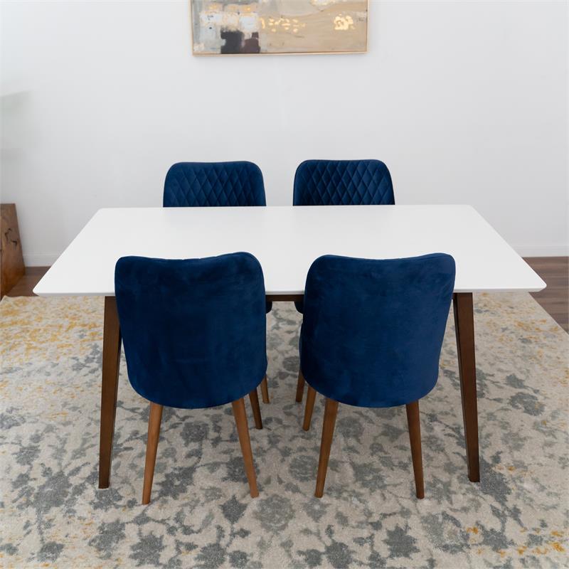 Darren Mid Century Modern Solid Wood Walnut 5 Piece Dining Room Furniture Set