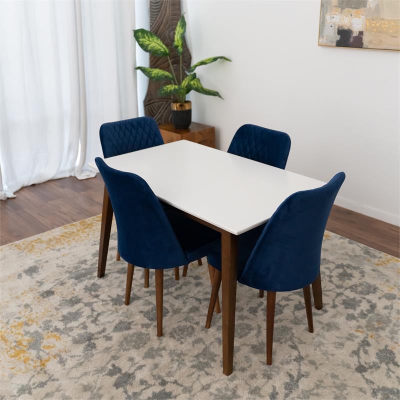 Derek Modern Solid Wood Dining Table and 4 Chair Set