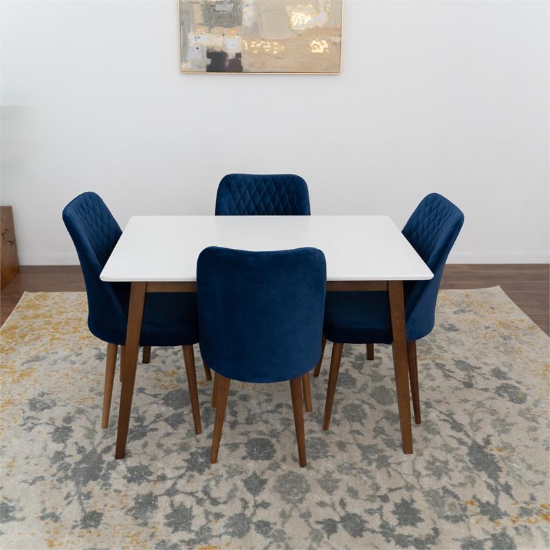 Derek Modern Solid Wood Dining Table and 4 Chair Set
