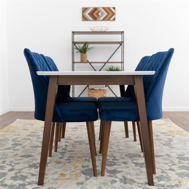 Derek Modern Solid Wood Dining Table and 4 Chair Set