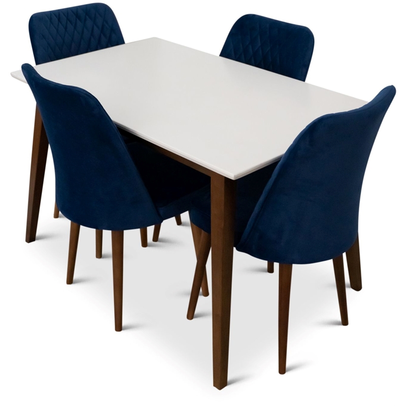 Derek Modern Solid Wood Dining Table and 4 Chair Set