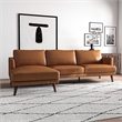 Tamarine Living Room L-Shaped Tan Leather Corner Sectional Couch