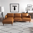 Tamarine Living Room L-Shaped Tan Leather Corner Sectional Couch