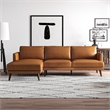 Tamarine Living Room L-Shaped Tan Leather Corner Sectional Couch