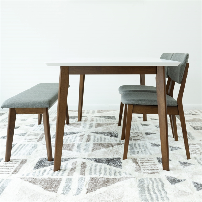 Siriana Modern Solid Wood Walnut Dining Room & Kitchen 4 Piece Furniture Set