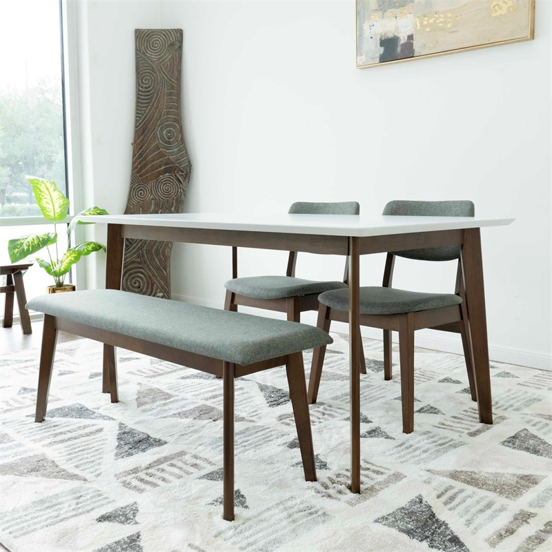 Siriana Modern Solid Wood Walnut Dining Room & Kitchen 4 Piece Furniture Set