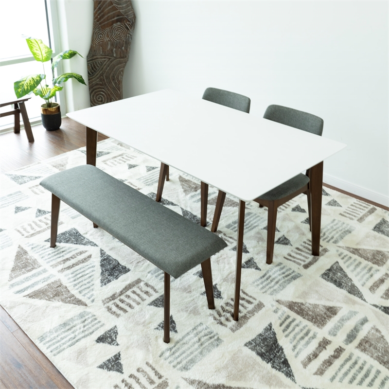 Siriana Modern Solid Wood Walnut Dining Room & Kitchen 4 Piece Furniture Set