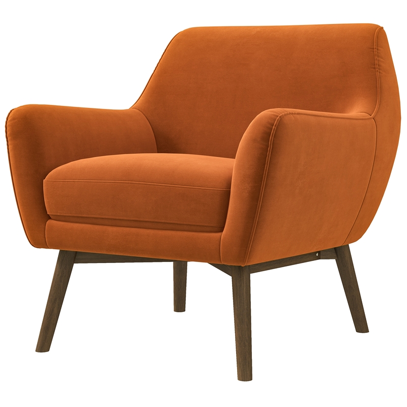 Camille Mid Century  Modern Luxury Accent Velvet Armchair in Burnt Orange