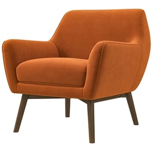 Camille Mid Century  Modern Luxury Accent Velvet Armchair in Burnt Orange