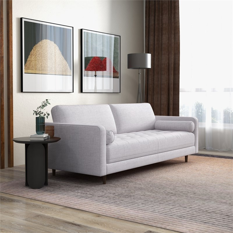 Dexter Mid Century Modern Furniture Style Beige Fabric Living Room Couch