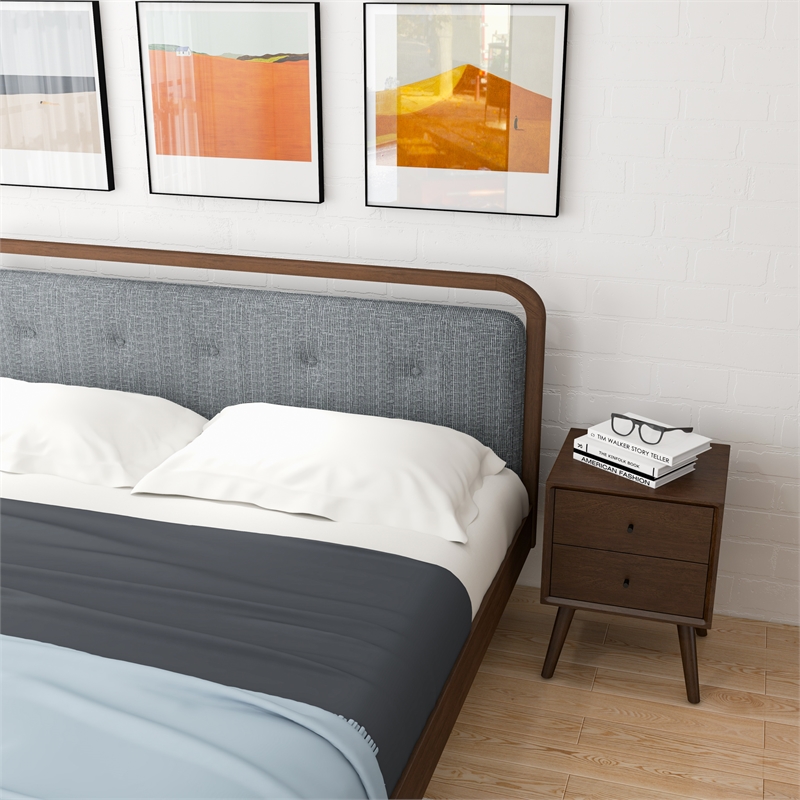 Ashcroft Destiny Fabric Upholstered King Platform Bed in Gray