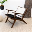 Ananya Genuine Fur Mid Century Modern Comfy Leather Armchair in Black-White