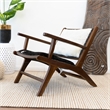 Ananya Genuine Fur Mid Century Modern Comfy Leather Armchair in Black-White