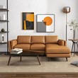 Arena Modern Tufted Living Room Top Leather Corner Sectional Sofa in Tan