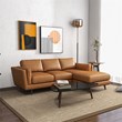Arena Modern Tufted Living Room Top Leather Corner Sectional Sofa in Tan