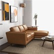 Arena Modern Tufted Living Room Top Leather Corner Sectional Sofa in Tan