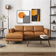 Arena Modern Tufted Living Room Top Leather Corner Sectional Sofa in Tan