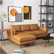 Arena Modern Tufted Living Room Top Leather Corner Sectional Sofa in Tan