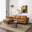 Arena Modern Tufted Living Room Top Leather Corner Sectional Sofa in Tan