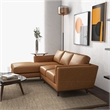 Arena Modern Tufted Living Room Top Leather Corner Sectional Sofa in Tan