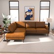 Harlan Pillow Back Genuine Leather Upholstered Left-Facing Sectional in Tan