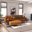 Harlan Pillow Back Genuine Leather Upholstered Left-Facing Sectional in Tan