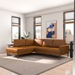 Harlan Pillow Back Genuine Leather Upholstered Left-Facing Sectional in Tan