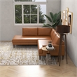 Harmon Pillow Back Genuine Leather Upholstered Left-Facing Sectional in Tan