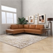Harmon Pillow Back Genuine Leather Upholstered Left-Facing Sectional in Tan