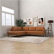 Harmon Pillow Back Genuine Leather Upholstered Left-Facing Sectional in Tan