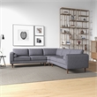Foreman Mid-Century Pillow Back Fabric Symmetrical Corner Sofa in Dark Gray