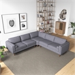 Foreman Mid-Century Pillow Back Fabric Symmetrical Corner Sofa in Dark Gray