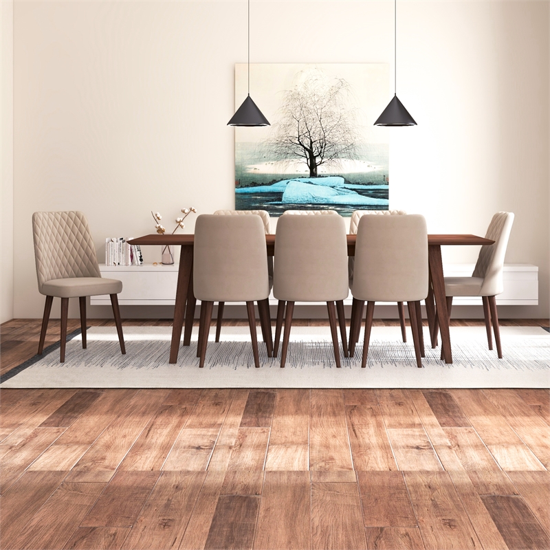 Addison 9-Piece Modern Solid Wood Walnut Dining Room Table and Chair Set