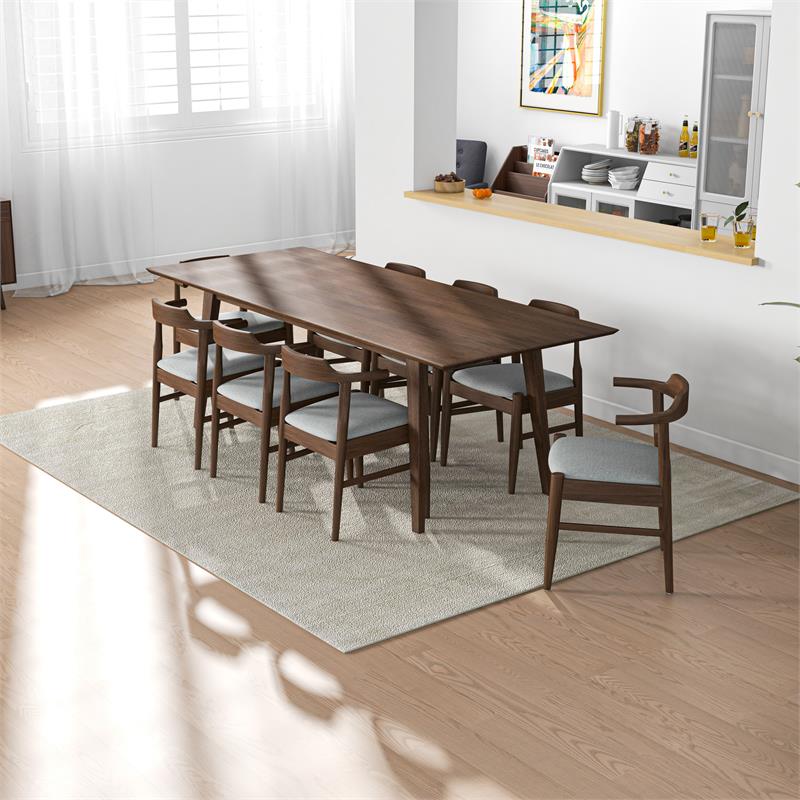Avondale 9-Piece Modern Solid Wood Walnut Kitchen&Dining Room Table and Chairs