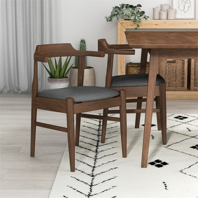 Andrea Modern 5 Piece Solid Wood Dining Room & Kitchen Set Walnut Brown