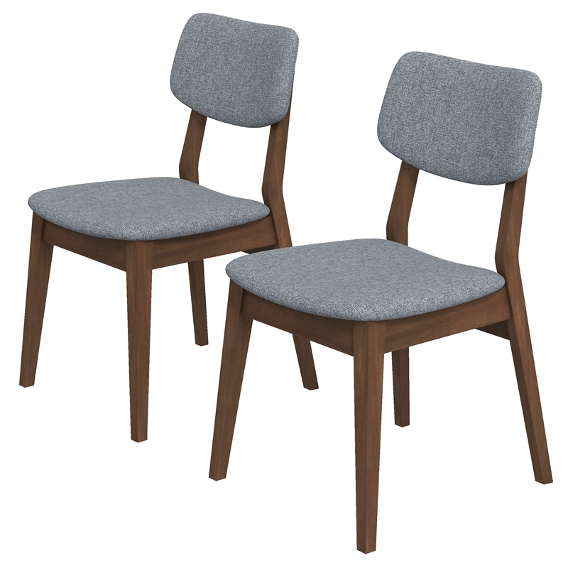 Abreville Mid-Century Modern Gray Fabric Upholstered Dining Chair (Pair)