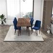 Ava Solid Wood Dining Room Table and Blue Velvet Chair Set