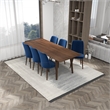 Ava Solid Wood Dining Room Table and Blue Velvet Chair Set