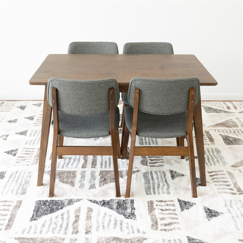 Alma Modern Small Solid Wood Walnut Kitchen & Dining Room Table and Chairs for 4