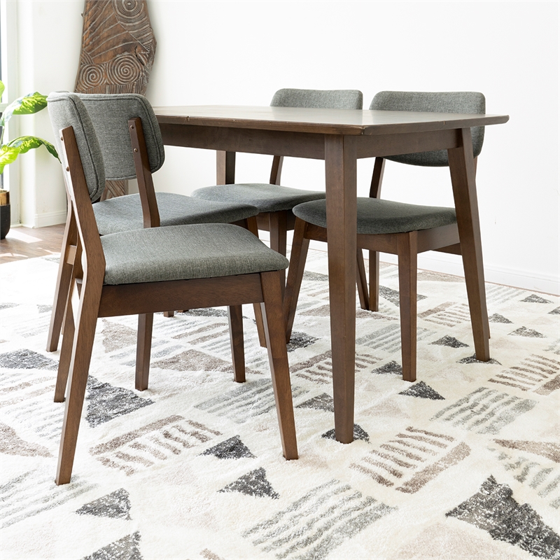 Alma Modern Small Solid Wood Walnut Kitchen & Dining Room Table and Chairs for 4
