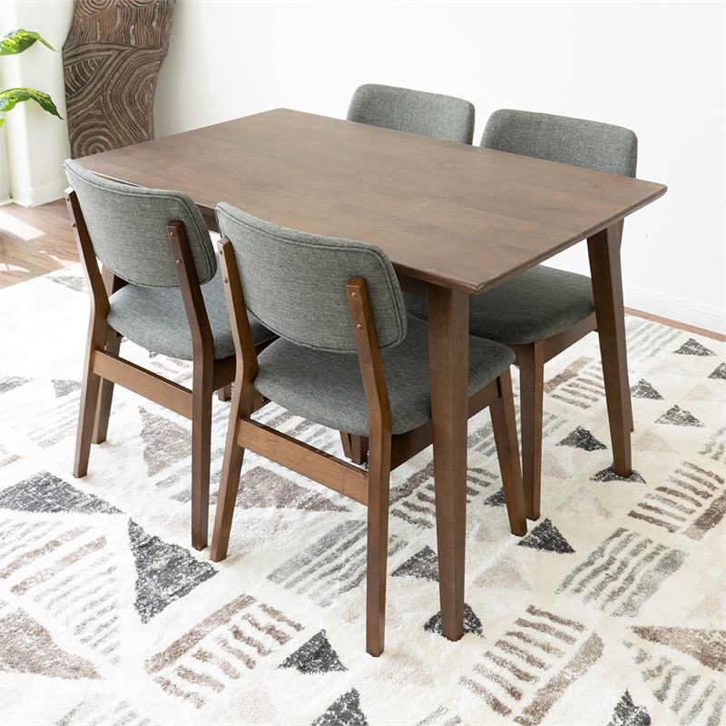 Alma Modern Small Solid Wood Walnut Kitchen & Dining Room Table and Chairs for 4